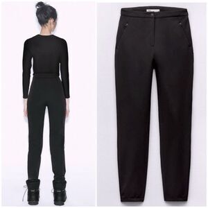 Zara WINDPROOF AND WATERPROOF SLIM PANTS SKI COLLECTION Black NWT